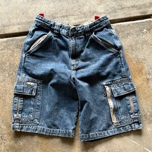 Boys Denim Cargo Shorts Size 12 Regular Blue Jeans Pockets Casual Wear
